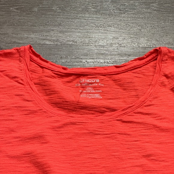 Chicos Top Womens 3 The Ultimate Tee Long Sleeve‎ Roll Tab Modal Lounge Casual - Picture 2 of 10